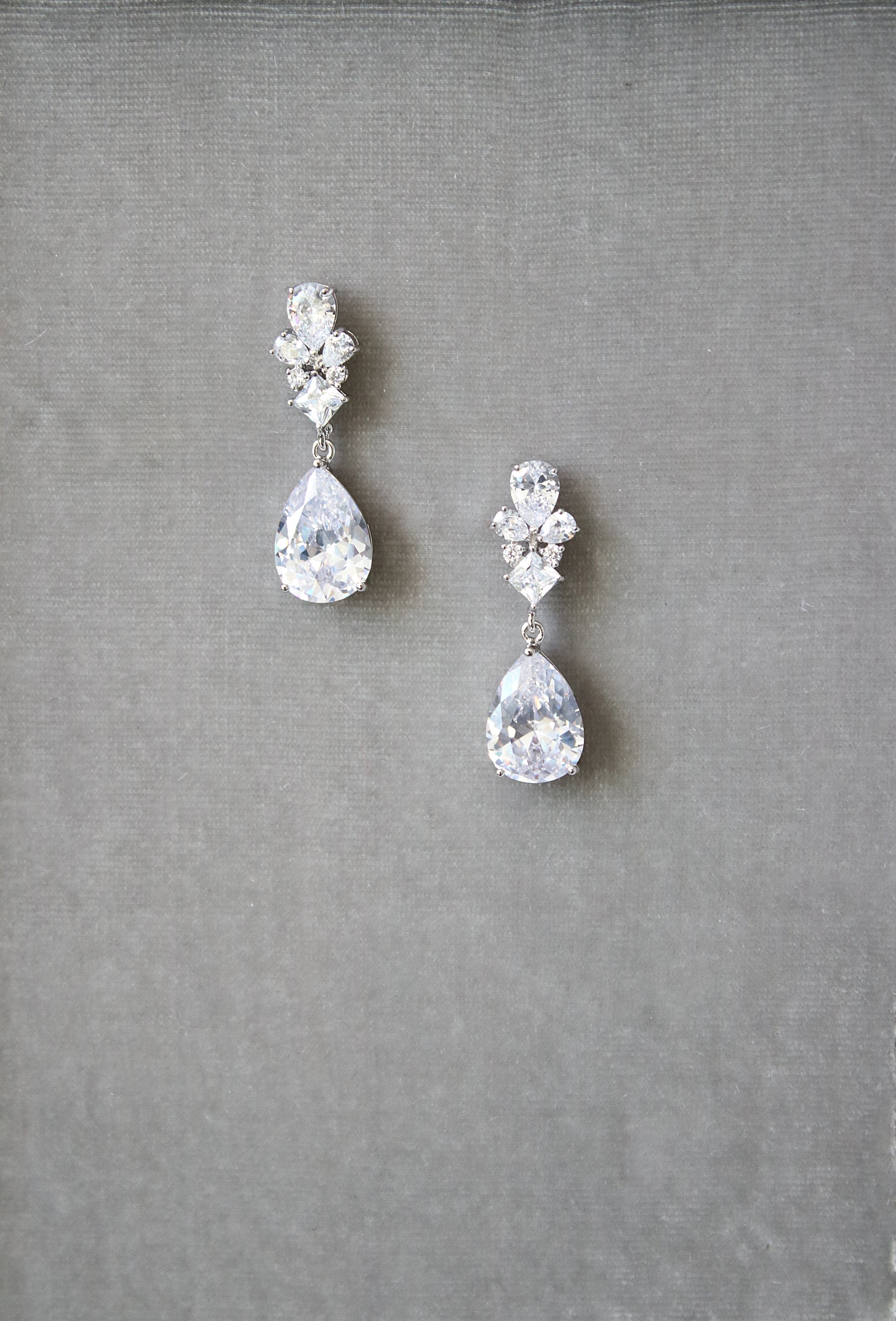 Bridal Jewelry Set Bridal Drop Earrings Cherie | Eden Luxe Bridal Silver- Earrings Only